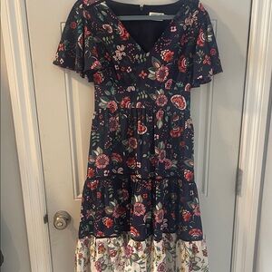Eliza J Black Floral Midi Dress